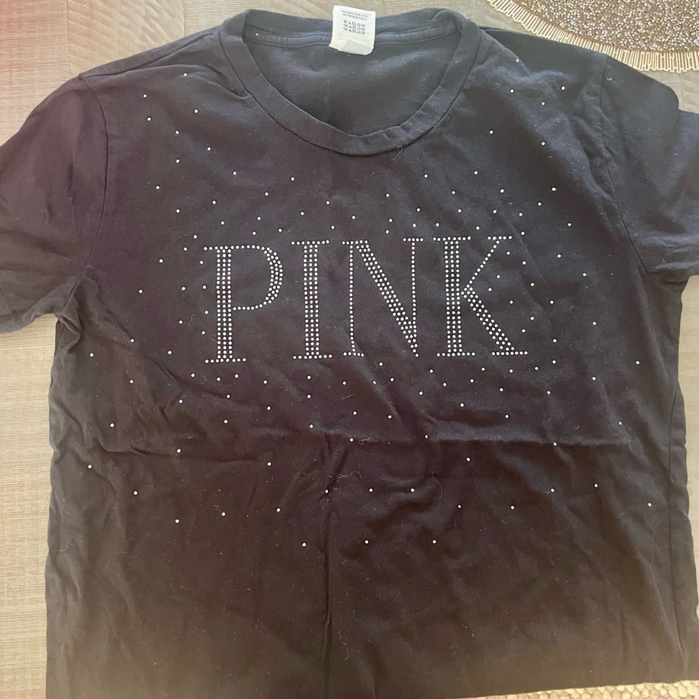 PINK Victoria's Secret Black Bling  T-Shirt-NWOT